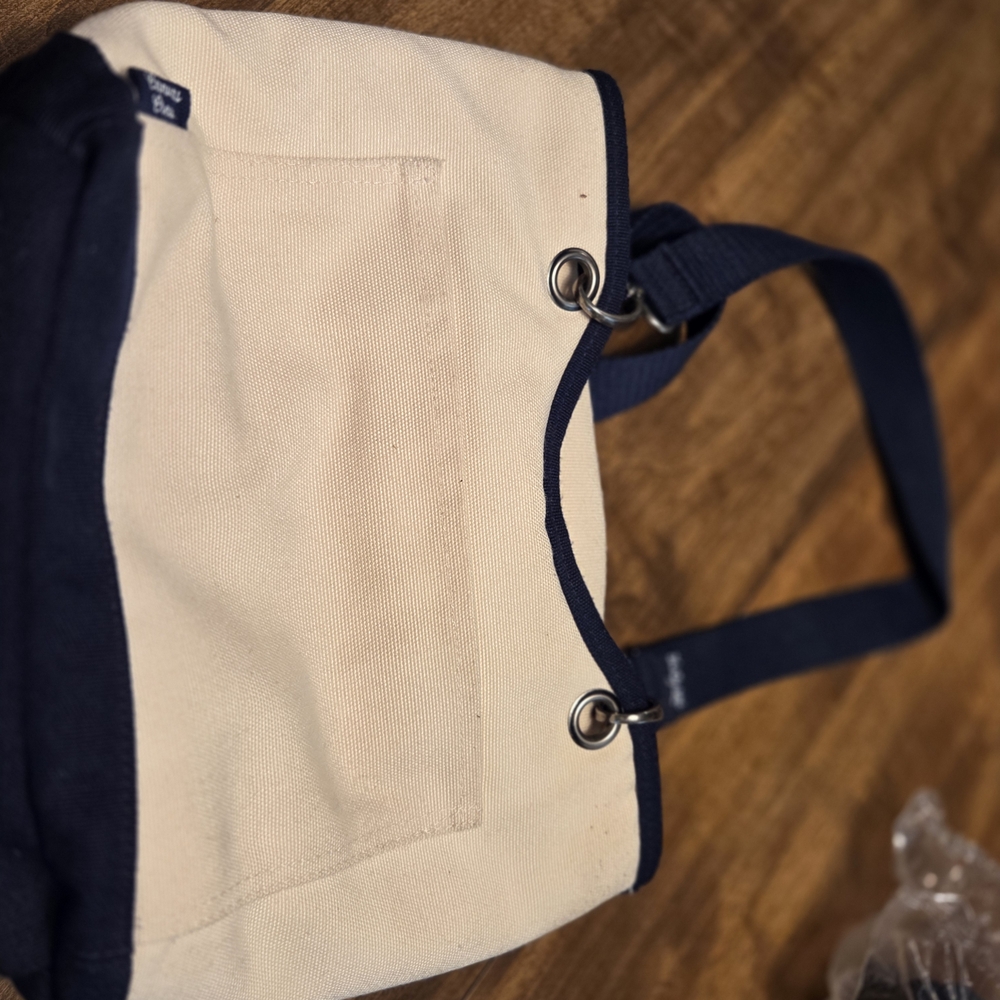 Canvas Insulated Lunch Bag with Navy Accents